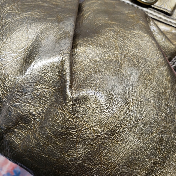 PRICE FIRM Coach patent leather gold color bag. - Picture 6 of 14